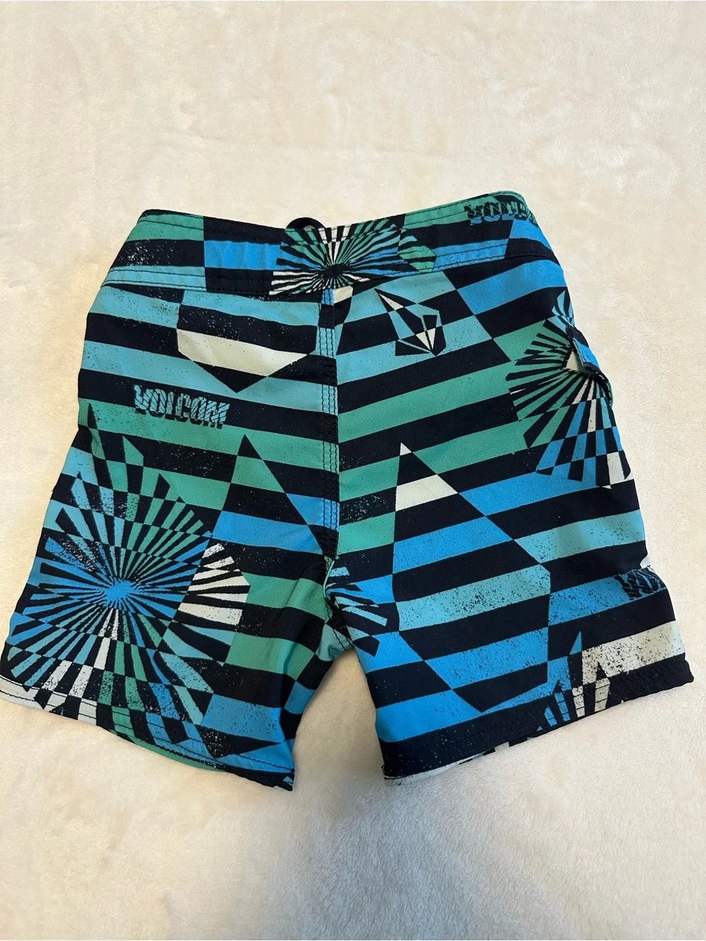 Volcom Boys' Blue & Teal Striped Swim Trunks / Beachy Board shorts